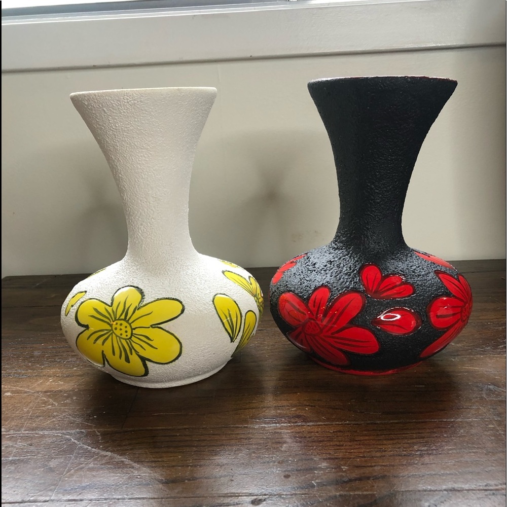 Retro hand made floral vase.